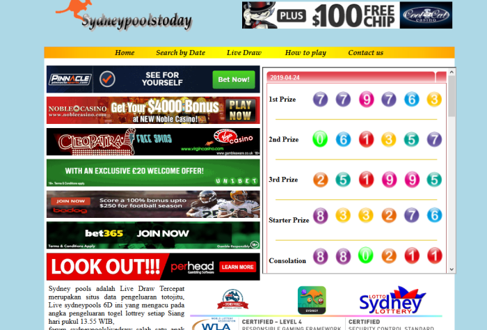 CHUTOGEL - Cara Menghitung Peluang di Sydney Pools