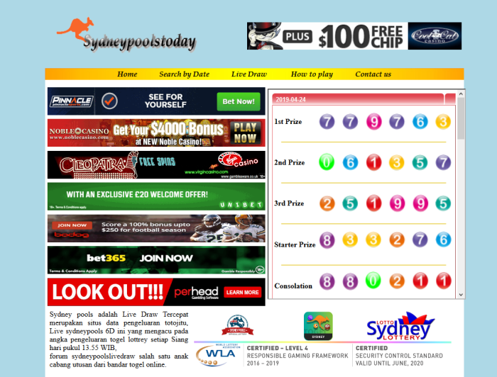 CHUTOGEL - Cara Menghitung Peluang di Sydney Pools